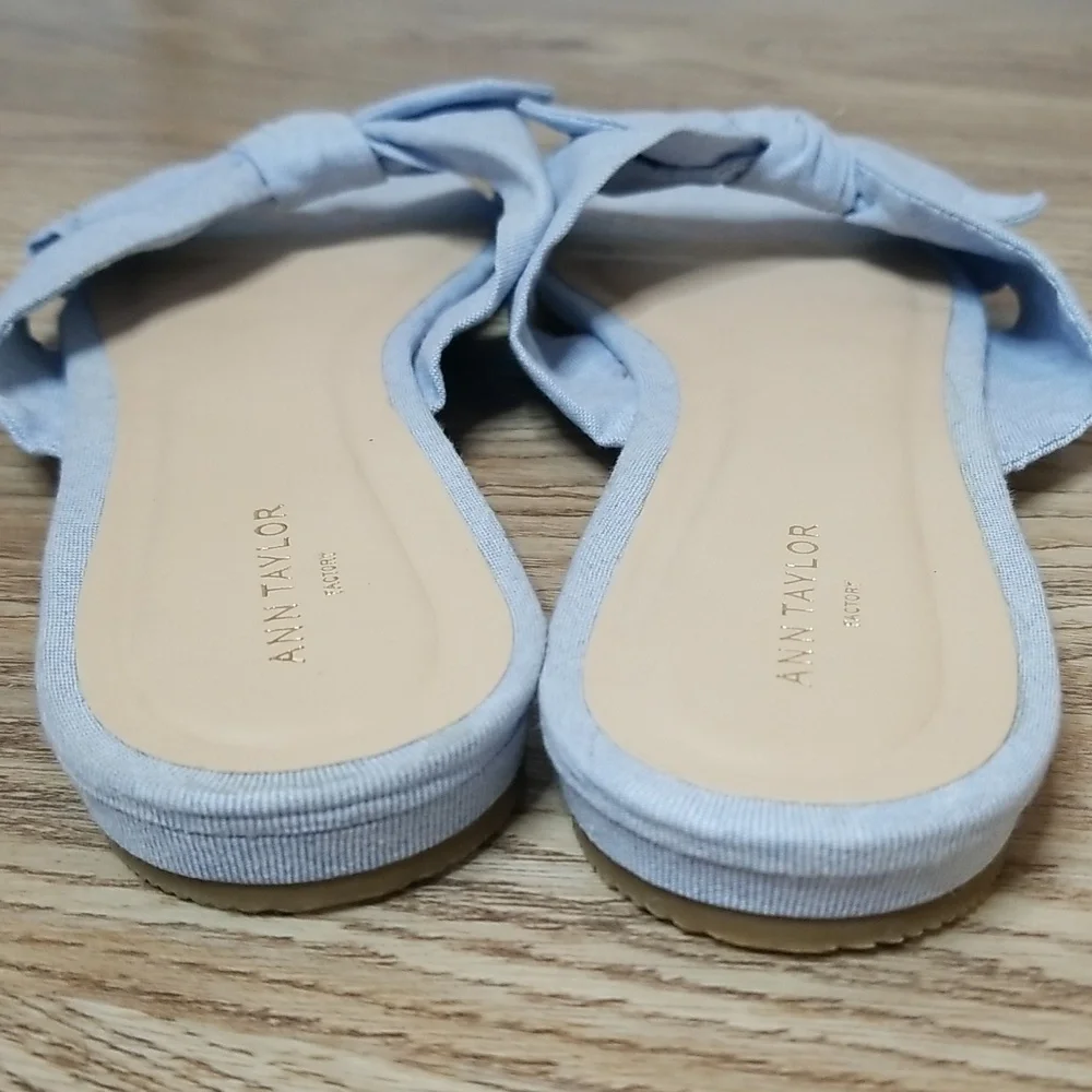 Ann Taylor Light Blue Open Toe Flats Size 8 - Picture 4 of 10